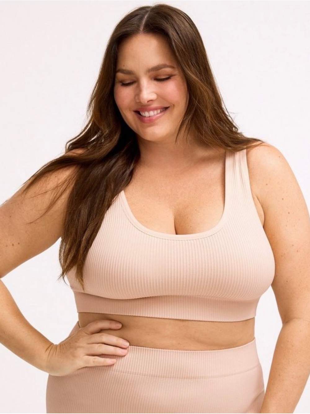 Everyday Ribbed Scoop Bralette - Nude